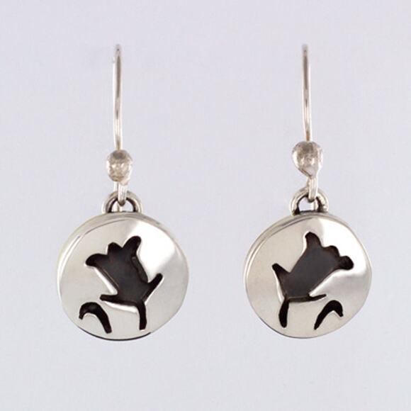 Handmade Jewelry - Far Fetched Daffodil Cutout Dangle Earrings 925 Sterling Silver